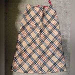 GAP Plaid Midi Skirt Red Blue Size 2 Wool Blend A-Line Skirt